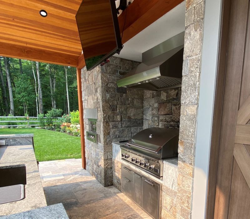 Silver Travertine Outdoor Kitchen