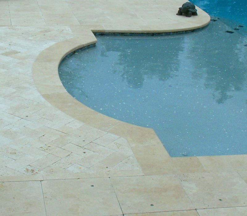 travertine pavers and radius pool coping