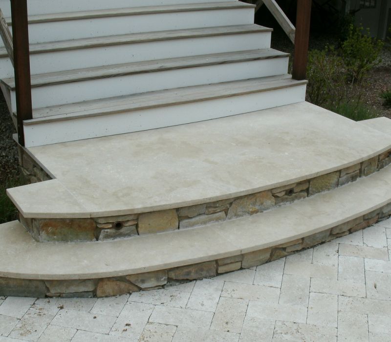 caramel travertine radius step treads