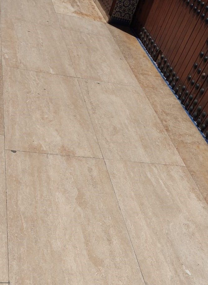 Oyster Travertine pavers (medium light selection)