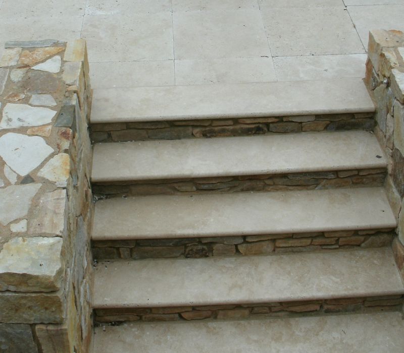 caramel travertine step treads