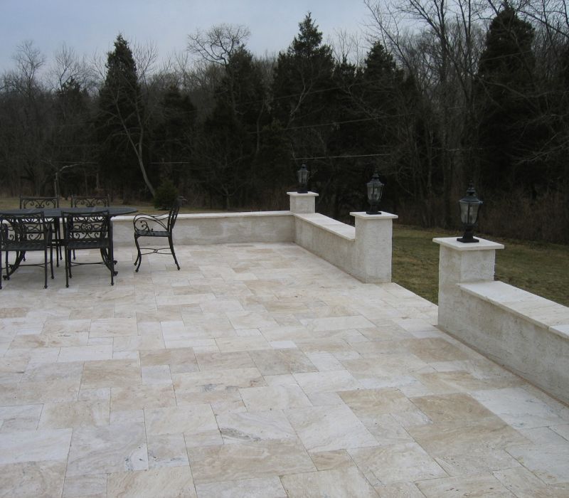 latte travertine patio pavers and walls pier caps