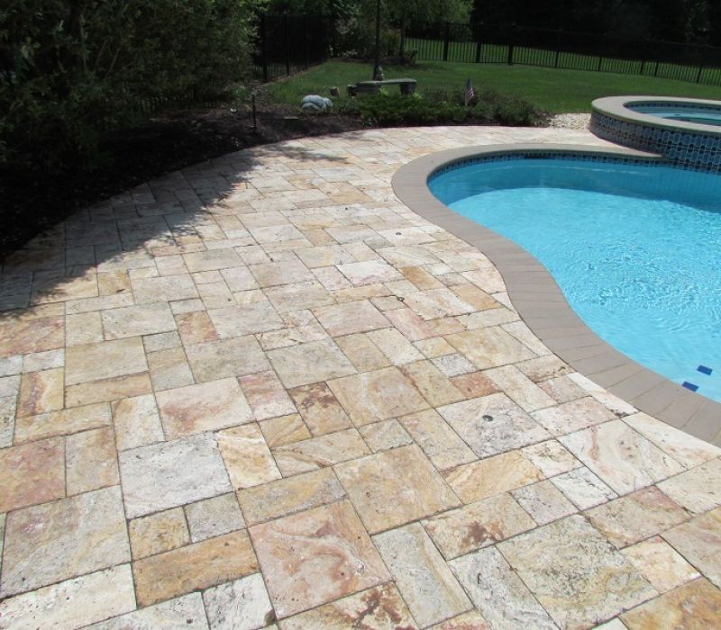 Peach Yellow Travertine Pool Deck Pavers