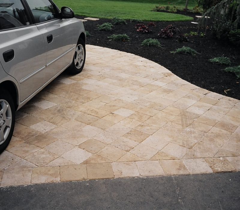 walnut travertine driveway systems pavers