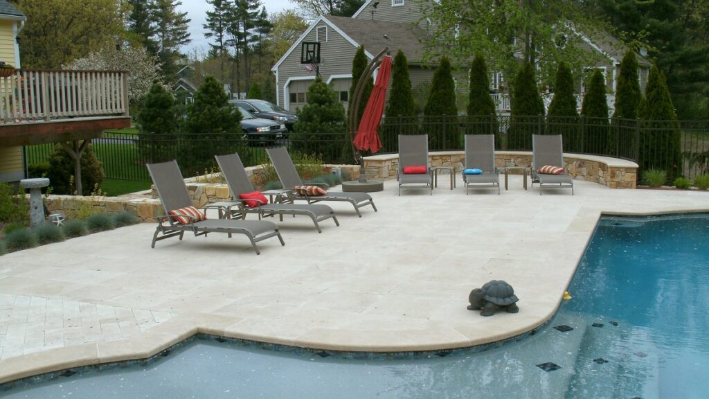 caramel travertine slab pavers pool coping square edge