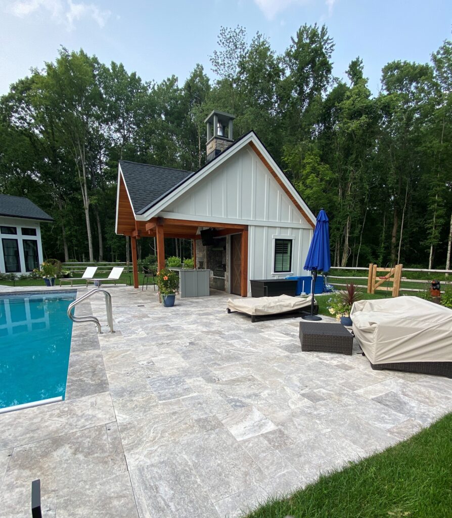 Silver Travertine Pool Pavers and Coping